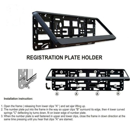 Black hinged car number plate - black,