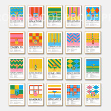 Colourful Cocktail Preppy Prints Poster / Vintage Retro Prints