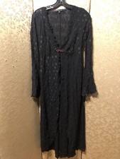 Claire Pettibone Vintage Black Lace Duster Bell Sleeve Robe Size Small S
