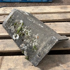 Reclaimed 18" Capped Concrete Grey Roof Ridge Tiles - 110 Degree