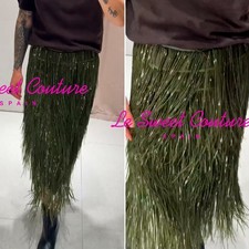 ZARA WOMAN FW25 ZW COLLECTION LIMITED EDITION FRINGED SEQUIN SKIRT 9125/101/500