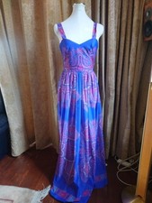 Vintage 70s or 80s Long Floaty Dress Paisley Print -Trina Lewis & Marjon Couture