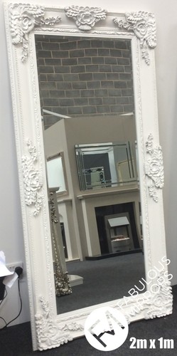 Mirror huge white ornate - mirror,