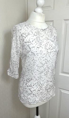 Hobbs white grey silk top - silk, with