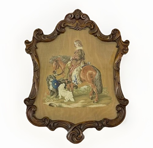 Antique woolwork tapestry - antique,