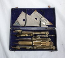 Vintage - Mathematical Instruments - Draughtsmans Drawing - Dividers Brass Set