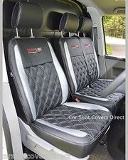 Volkswagen VW Transporter T5 Genuine Fit Van Seat Covers Black & Silver Diamonds