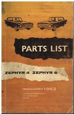 FORD ZEPHYR 4 & ZEPHYR 6 (Mk3) SALOON ORIG. 1962 OWNERS ILLUSTRATED PARTS LIST