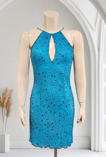 Nina austin silk blue beaded - austin,