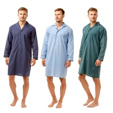 Mens Nightshirt Long Sleeve Knee Length Easy Care Haigman Night Shirt