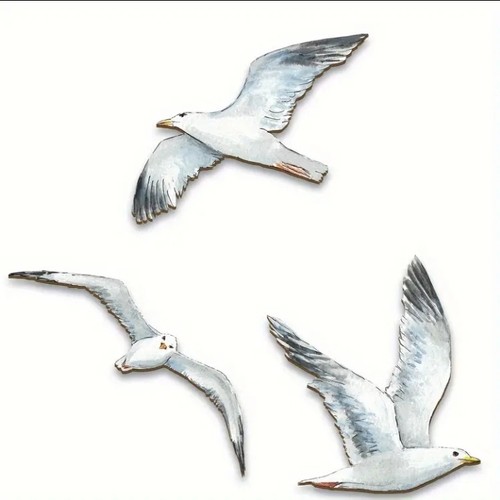 Flying seagulls rustic - seagulls, 2d