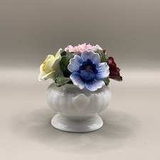 Aynsley Fine Bone China September Mixed Flowers In pot Hand Painted England VTG