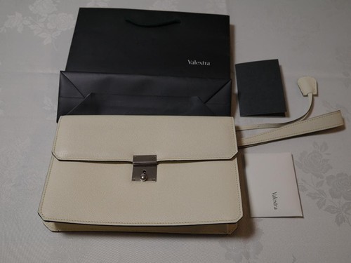 Valextra white leather clutch - valextra,