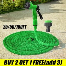 100FT Expandable Garden Hose Pipe Anti Kink With 7 Function Water Spray Gun Hose