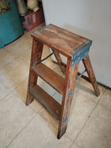 Vintage wooden step ladder - wooden,