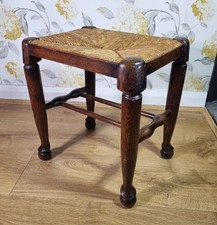 Vintage 1940s Oak Rush Seat