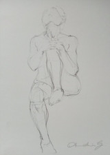 Pencil drawing female nude