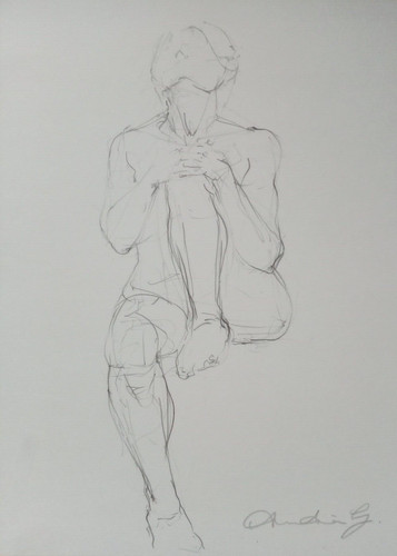 Pencil drawing female - , nude