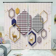 Pink Grey Check Box 3D Curtain Blockout Photo Printing Curtains Drape Fabric