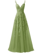 V Neck Lace Appliques Ball