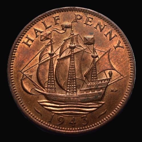 1943 george half penny - george,
