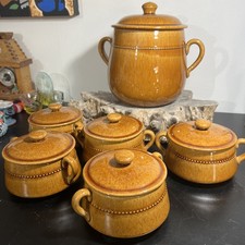 Set 5 Swedish Old Hoganas Keramik Brown Soup Bowls 610 vintage large casserole 