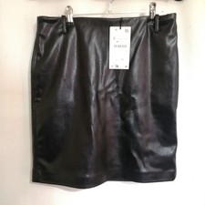 ZARA Black Faux Leather Knee