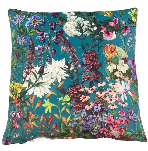 Turquoise blue floral - floral, cushion
