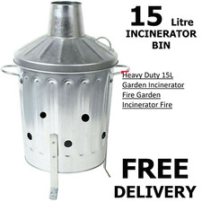 Garden Incinerator Small Fire Bin Galvanised 15L Burning Wood Paper