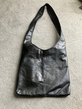 Vintage  1960's style Soft Black Leather Shoulder Bag
