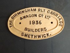 Met Cammell Wagon Plate Smethwick Works Steam Railway Builders Plate 1936