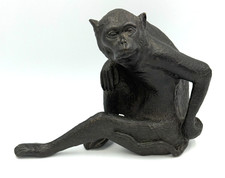 Antique Japanese Solid Bronze Macaque Monkey Sculpture Circa 1920s