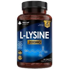 L-Lysine Tablets - 120 High Strength Vegan Nutritional Supplements 2000mg P/S