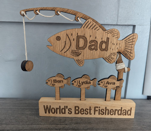Personalised wooden fishing - wooden,