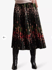 TED BAKER Midi Skirt Womens TB 2 UK 10 Enricaa Black Floral Printed Woven NEW