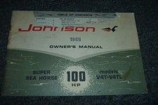 1968 Johnson SeaHorse 100HP Outboard Motor V4T V4TL Owner Operator Manual xz