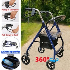 New Folding Rollator Disablity Aid Mobility Walker 4 Wheels with Seat