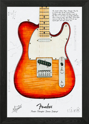 Fender tele blueprint framed - fender,