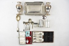 Mixed Bundle of EPNS items Silver plate Spoons Vases Christening Mug & More