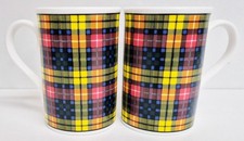 Yellow Tartan Plaid Mugs Set 2