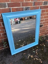 Wooden Mirror Blue Frame Funky