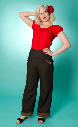 Brown high waist trousers - brown, 8