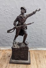 Cast Bronze Statue Of WW1 Soldier Signed