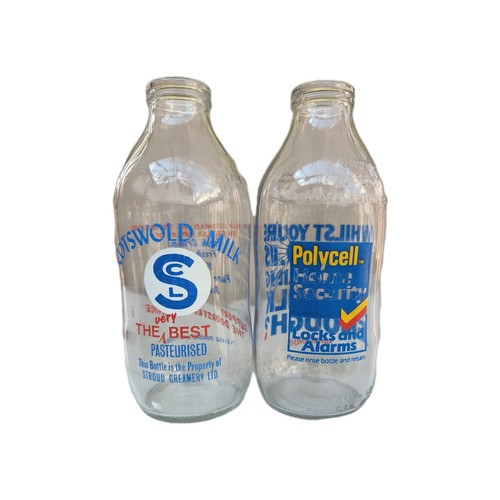 Glass milk bottles vintage - glass, x2