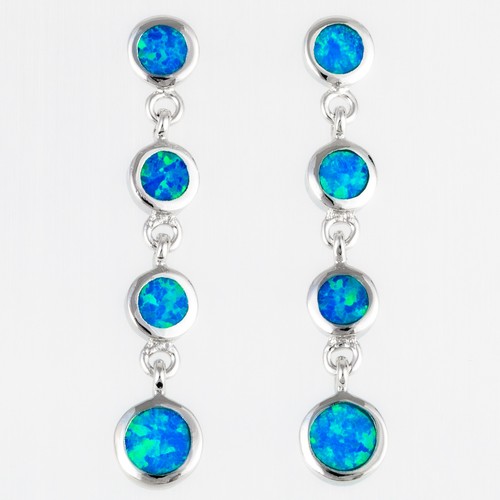 Round ocean blue fire - blue, opal