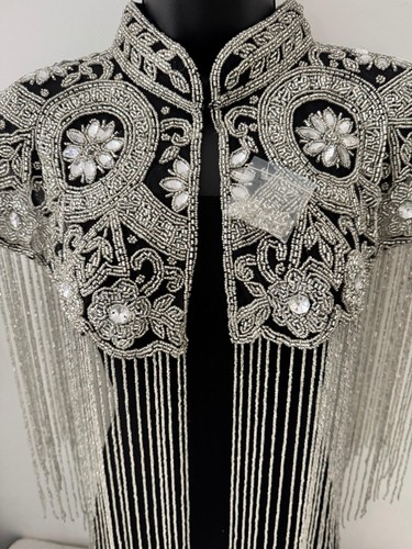 Vintage beaded capelet fringe - beaded,