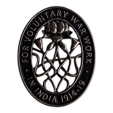 WW1 For Voluntary War Work In India 1914-19 Replica Tribute Medal / Badge