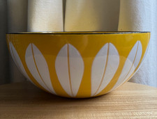Vintage Cathrineholm Of Norway Lotus Yellow Enamelware 8inch Bowl MCM