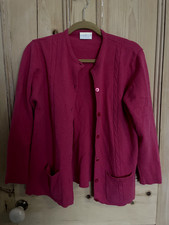 Hot Pink wool cardigan, mid length