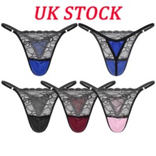 Mens Lace Sexy Thong G-Strings Briefs Sissy Panties Underwear Knicker Crossdress